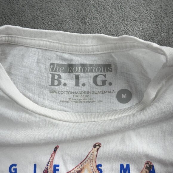 The Notorious BIG Shirt Mens Medium White Biggie Smalls Crown Graphic Rap Tee - Picture 3 of 9